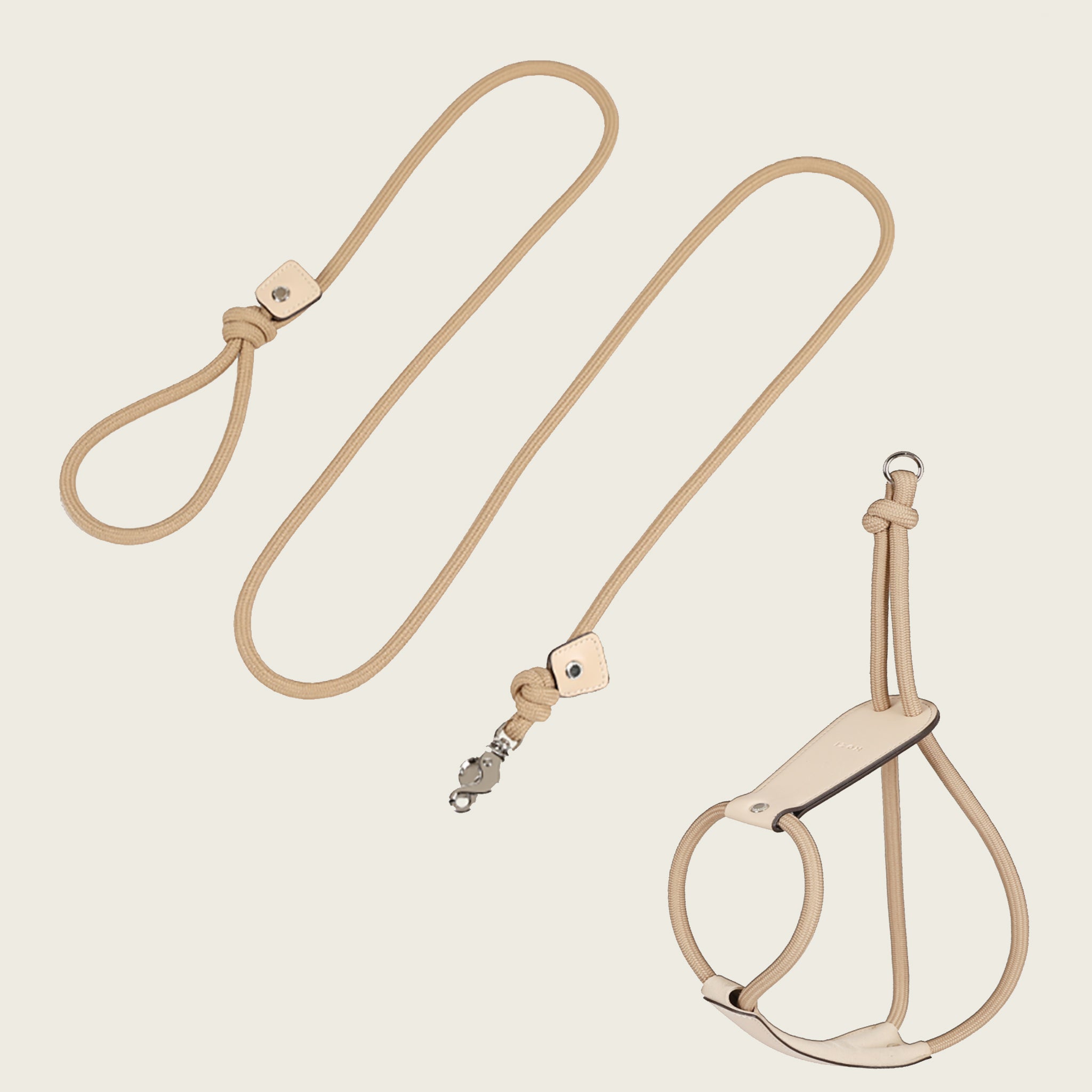 Essential Leash + Essential Harness Set - Beige – hozi